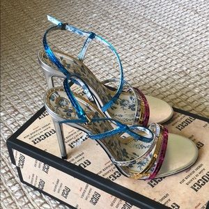 Gucci Multicolor Metallic Sequin Billy Sandals